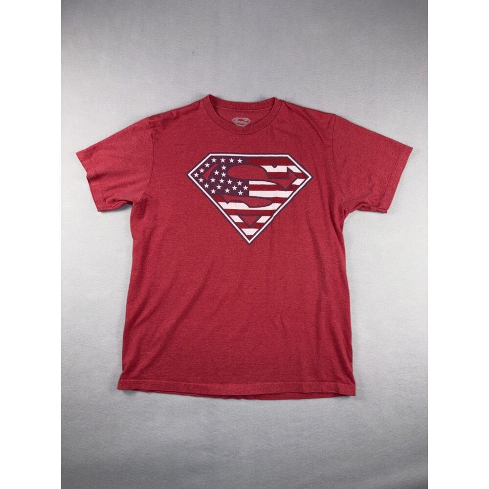 Superman American Flag Red Medium Tshirt